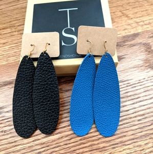 Trend Shop leather petal accent earrings